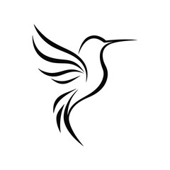 Minimalist Elegant Line Art Hummingbird Logo Vector.