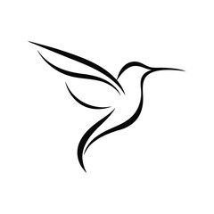 Minimalist Elegant Line Art Hummingbird Logo Vector.