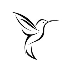 Obraz premium Minimalist Elegant Line Art Hummingbird Logo Vector.
