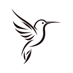 Fototapeta premium Minimalist Elegant Line Art Hummingbird Logo Vector.