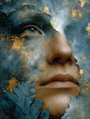 Illustration of a feminine figure dissolving into golden threads of memory and mist