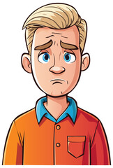 Obraz premium Cartoon sad man frowning, isolated 
