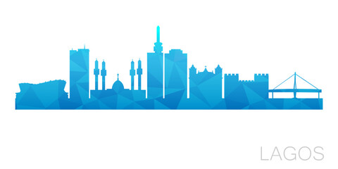 Lagos, Nigeria Low Poly Skyline Clip Art City Design. Geometric Polygon Graphic Horizon Icon. Vector Illustration Symbol.