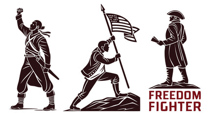 freedom-fighter-poster-set---vector-silhouettes-of.eps