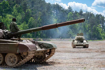 M-84 tank and T-34 tank