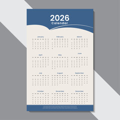 Clean Minimalist Wall calendar Template