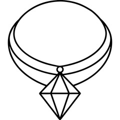 Elegant Gem Choker Outline Illustration