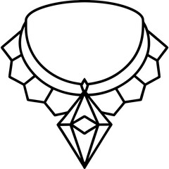 Elegant Gem Choker Outline Illustration