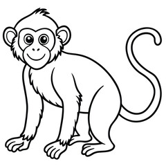 Fototapeta premium Adorable cartoon monkey outline illustration smiling ready for coloring and educational fun.