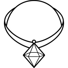 Elegant Gem Choker Outline Illustration