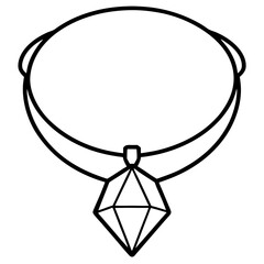 Elegant Gem Choker Outline Illustration