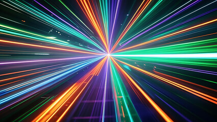 Colorful abstract motion with glowing rainbow lights and fast energy lines