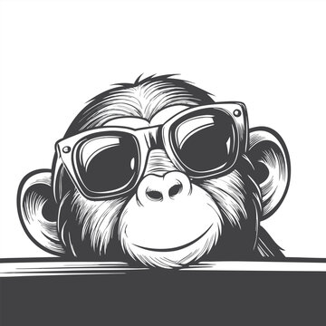 Cool Monkey Wearing Sunglasses in a Fun Cartoon Style