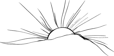 Obraz premium Sunburst corner design: minimalist line art for creative projects