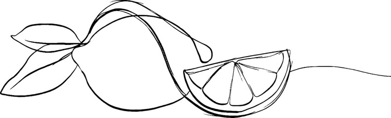 Minimalist line art set featuring tea infuser with lemon and leaf elements for creative designs