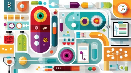 Colorful Abstract Medical and Laboratory Equipment Illustration