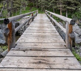 Obraz premium Hellroarding Creek Trail Crosses Bridge Deep In The Yellowstone Backcountry