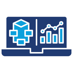 Machine Learning Algorithms Flat Blue Icon