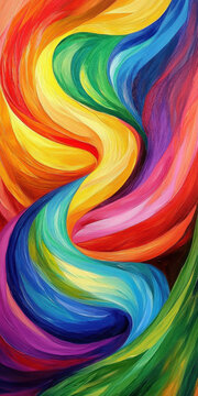 Vibrant Abstract Painting with Colorful Swirls in Rainbow Spectrum Creating Dynamic Artistic Pattern for Creative Home Decor and Artistic Inspiration