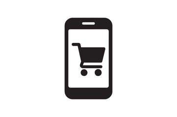 Shopping Mobile silhouette vector with white background