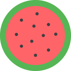 둥근 수박 단면 일러스트