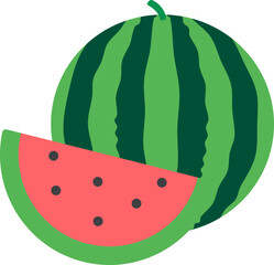 통수박과 조각 수박 일러스트