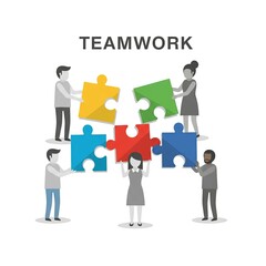 Successful Teamwork Puzzle Collaboration People Connecting Business Solutions