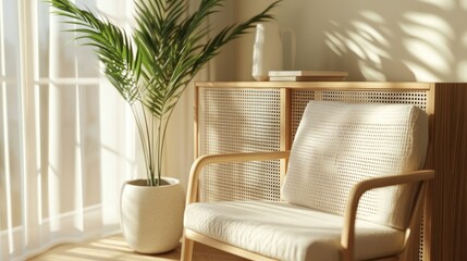 Comfortable and Aesthetic Interior Design with Natural Light and Green Plant