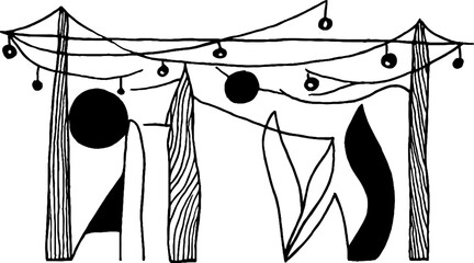 Minimalist line art of music festival stage outline for event poster design