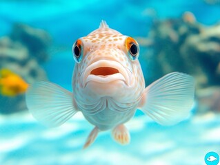 Beautiful aquarium fish swimming gracefully in clear water, close-up, tropical and colorful.