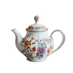 Elegant floral teapot with colorful designs and classic shape, perfect for tea lovers and collectors. This porcelain piece adds charm to any tea setting