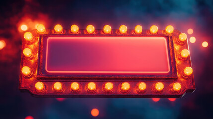 A red sign with a black background and a white background. The sign is lit up with many lights