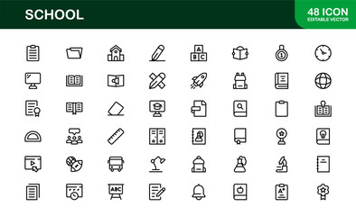 Premium School Icon Set Featuring Modern Vector Illustrations Perfect for Education Projects