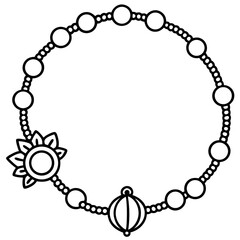 Fototapeta premium Charm bracelet line art vector