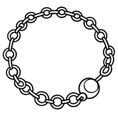 Charm bracelet  line art vector