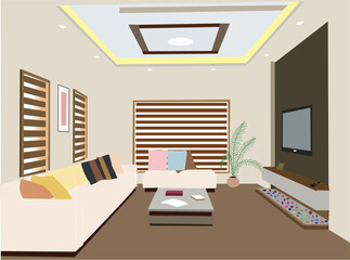 Stylish Living Room Scene With Furniture