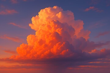 Giant Cumulus Clouds Reflecting the Colors of Sunset