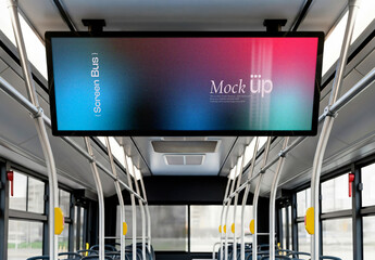Screen Mockup Digital Display Inside a City Bus
