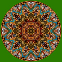 Mehndi Henna Drawing Circular Mandala pattern for tattoo, decoration premium product poster or painting. Decorative ornament in ethnic oriental style. Outline doodle hand draw illustration