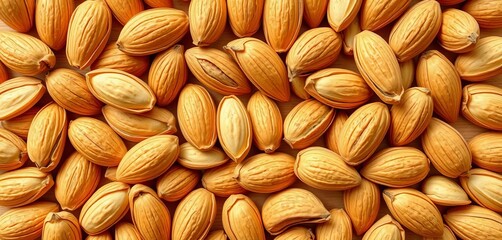 Fototapeta premium Peeled almond kernels form a decorative pattern Vector illustration, healthy, motif