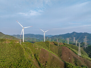 wind turbine and pylon on moutian