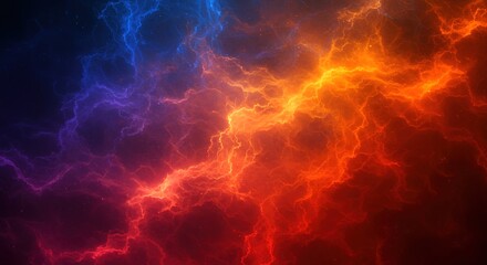 Abstract colorful smoke or cloud effect with blending blue orange and red.