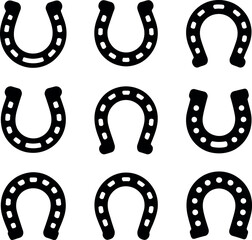 horse shoe logo set silhouette