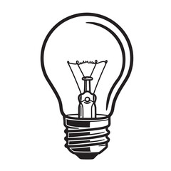 Simple black and white illustration of a classic lightbulb concept showcasing ideas creativity innovation and problem solving as a graphic design silhouette.