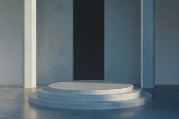 Minimalist Circular Podium Display.