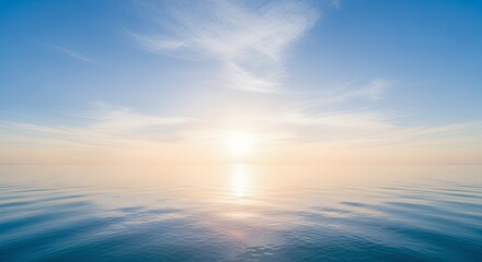 Obraz premium Tranquil Ocean View at Sunrise with Water Reflection and Sky