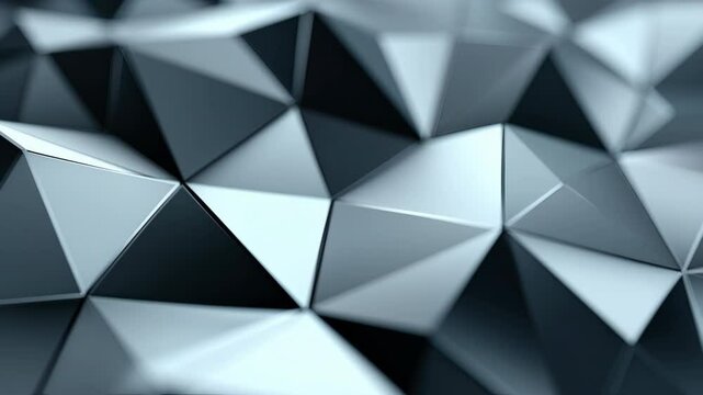 Abstract geometric pattern with shiny metallic triangle shapes creating modern metallic texture