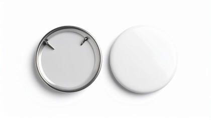Glossy Round White Pin Badge Mockup Isolated on Clean White Background for Branding Design