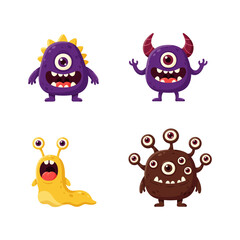 Four randoms little monster, design vector illustration