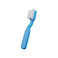 Blue Manual Toothbrush 3D Icon on White Background